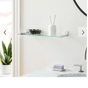 West Elm Mid Century Contour Glass Wall Shelf with Chrome Brackets